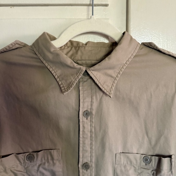 Vintage Denim Supply Ralph Lauren Tan Twill Safari Field Shirt Size Large - Picture 3 of 12